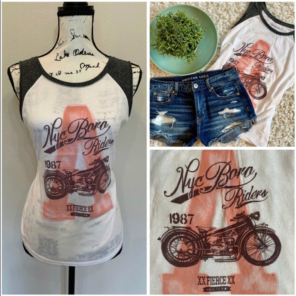 Aeropostale NYC Moto Biker Muscle Tee Tank Top